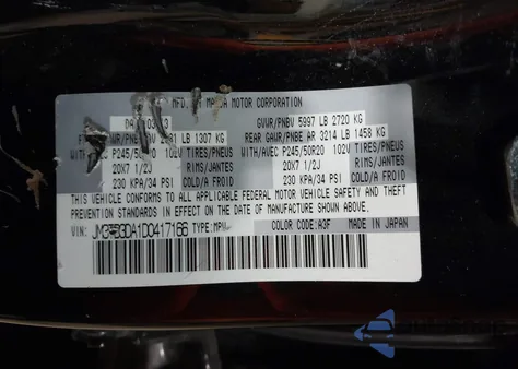 2013 Mazda Cx-9 Grand Touring z USA, uszkodzony, nr VIN JM3TB3DA1D0417166